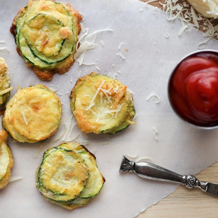 Oven Fried Parmesan Zucchini Stacks