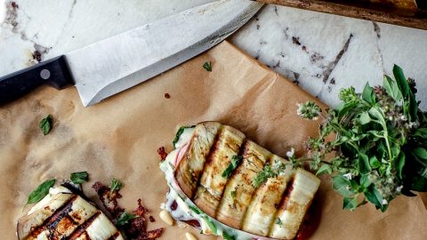 Caprese Eggplant Panini with Lemon Basil Aioli